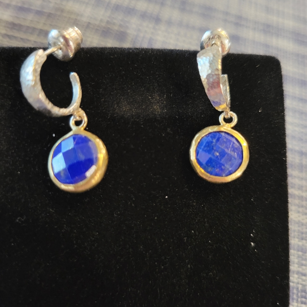 Gurhan sterling silver, gold vermeil lapis earrings - Picture 2 of 5